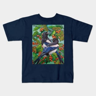 Magpie covid cherry tree birds Kids T-Shirt